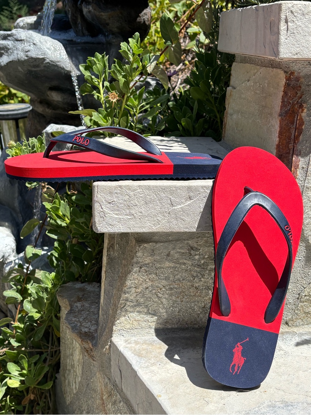 Polo Ralph Lauren Red & Navy Flip Flops